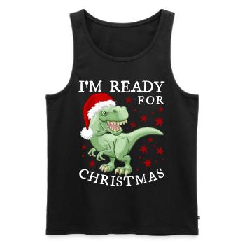 Dinosaurier Weihnachten lustiger Spruch - Männer Premium Bio Tank Top - Schwarz - Vorne - Michal (187cm)
