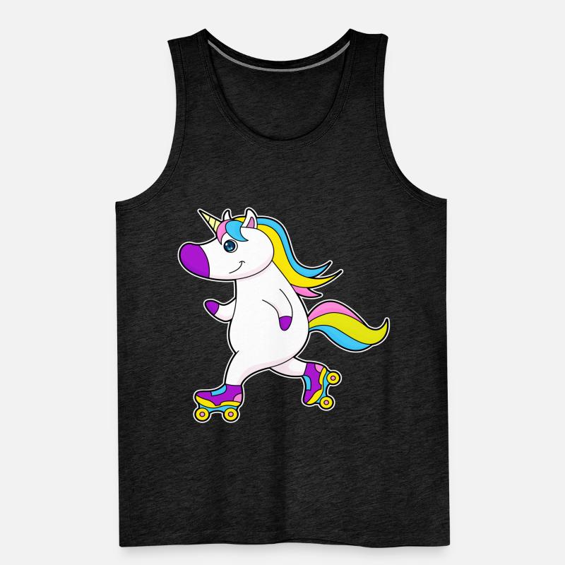 Unicorn during inline skating with roller skates Men's Premium Organic Tank Top
