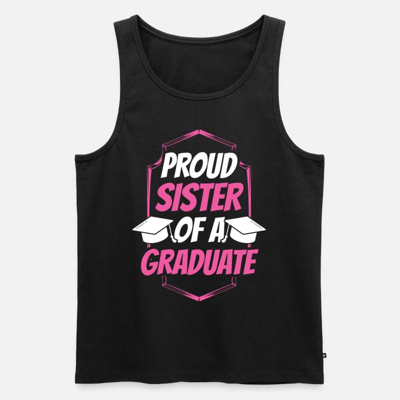 Stolze Schwester Eines Absolventen Absolvent - Männer Premium Bio Tank Top - Schwarz