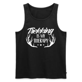 Le trekking est ma thérapie Randonneurs randonneurs - Débardeur bio Premium Homme - noir - Devant - AI Model Male 178 light (178cm)