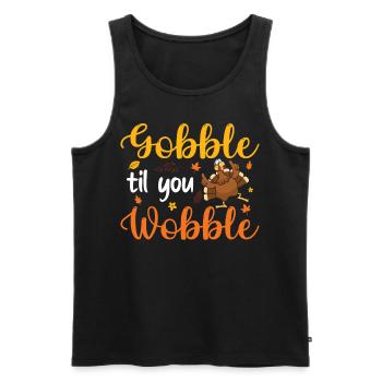 Jour de Thanksgivings - Gobble Til You Wobble Turquie - Débardeur bio Premium Homme - noir - Devant - Michal (187cm)