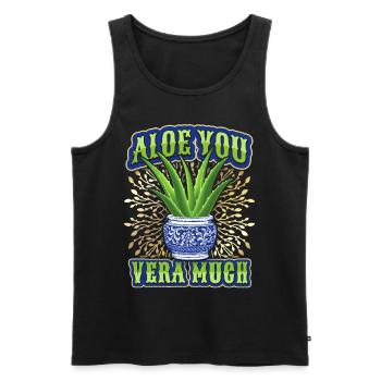 Saint-Valentin, Love-Love Aloe Vera dicton drôle - Débardeur bio Premium Homme - noir - Devant - Michal (187cm)