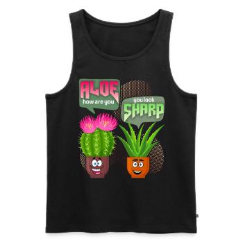 Aloe vera, cactus cactus, funny saying, pun - Men's Premium Organic Tank Top - black - Front - AI Model Male 178 light (178cm)