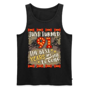 91. Geburtstag 91 Jahre alt Vintage-Design, Spruch - Männer Premium Bio Tank Top - Schwarz - Vorne - AI Model Male 178 light (178cm)