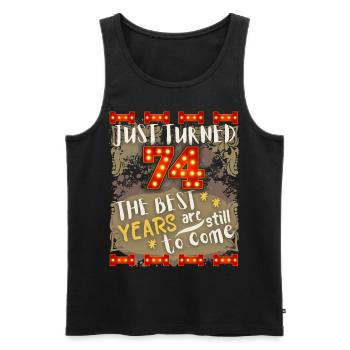 74. Geburtstag 74 Jahre alt Vintage-Design, Spruch - Männer Premium Bio Tank Top - Schwarz - Vorne - AI Model Male 178 light (178cm)
