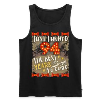 94th birthday 94 years old vintage design, saying - Men's Premium Organic Tank Top - black - Front - AI Model Male 178 light (178cm)