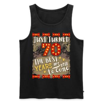 70. Geburtstag 70 Jahre alt Vintage-Design, Spruch - Männer Premium Bio Tank Top - Schwarz - Vorne - Michal (187cm)