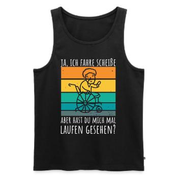 Rollstuhlfahrer Humor Spruch - Männer Premium Bio Tank Top - Schwarz - Vorne - Michal (187cm)