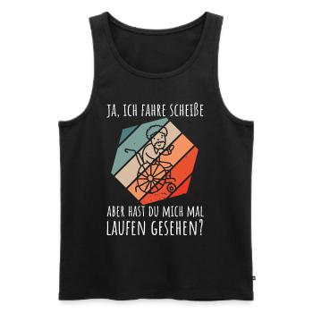 Rollstuhlfahrer Humor Spruch - Männer Premium Bio Tank Top - Schwarz - Vorne - Michal (187cm)