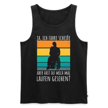 Rollstuhlfahrer Humor Spruch - Männer Premium Bio Tank Top - Schwarz - Vorne - Michal (187cm)