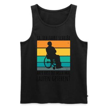 Rollstuhlfahrer Humor Spruch - Männer Premium Bio Tank Top - Schwarz - Vorne - Michal (187cm)