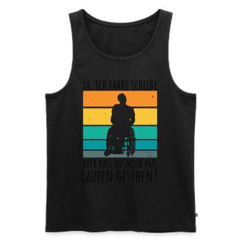 Rollstuhlfahrer Humor Spruch - Männer Premium Bio Tank Top - Schwarz - Vorne - Michal (187cm)