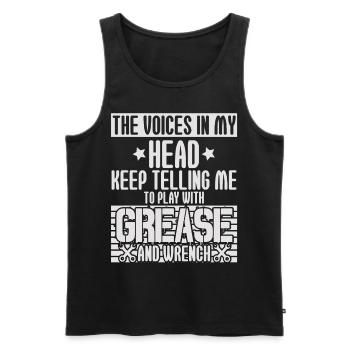 Voices In My Head Grease And Wrench - Men's Premium Organic Tank Top - black - Front - Michal (187cm)