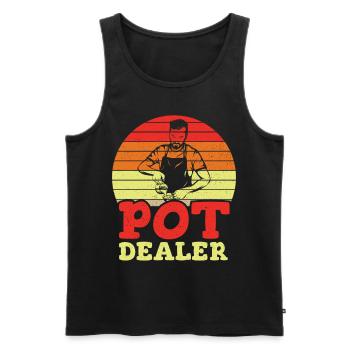 Vintage Pot Dealer Distressed Barista - Men's Premium Organic Tank Top - black - Front - Michal (187cm)