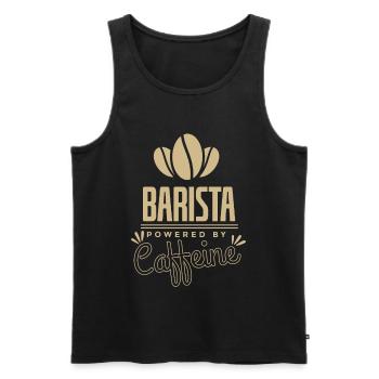 Barista Powered By Caffeine - Men's Premium Organic Tank Top - black - Front - Michal (187cm)