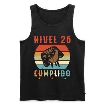 Niveau 26 Complet - Débardeur bio Premium Homme - noir - Devant - Michal (187cm)