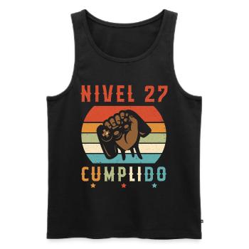 Niveau 27 Complet - Débardeur bio Premium Homme - noir - Devant - Michal (187cm)
