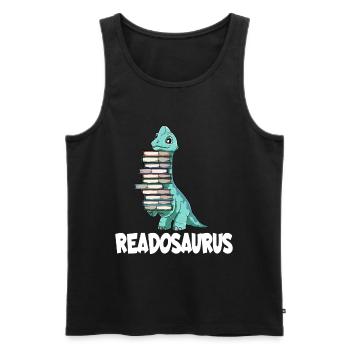 Readosaurus Dinosaurier Bücher Dino Lesen Langhals - Männer Premium Bio Tank Top - Schwarz - Vorne - Michal (187cm)