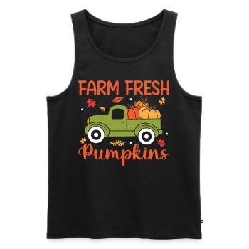 Thanksgivings Day - Farm Fresh Pumpkin - Männer Premium Bio Tank Top - Schwarz - Vorne - Michal (187cm)