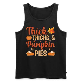 Thanksgivings Day - Thick Thighs and Pumpkin Pies - Männer Premium Bio Tank Top - Schwarz - Vorne - Michal (187cm)