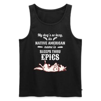 Lazy Dog Sleeps Thru Epics - Men's Premium Organic Tank Top - black - Front - Michal (187cm)