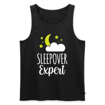 Expert pour les nuitées douces fête nuitée - Débardeur bio Premium Homme - noir - Devant - AI Model Male 178 light (178cm)