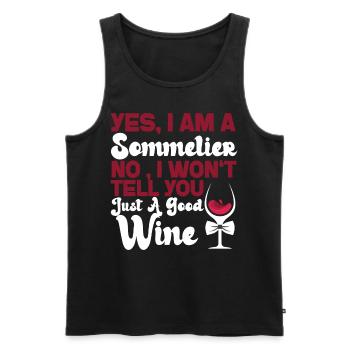Dégustation de vin de sommelier - Débardeur bio Premium Homme - noir - Devant - Michal (187cm)