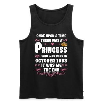 Es war einmal eine Prinzessin. Oktober 1993 Geburt - Männer Premium Bio Tank Top - Schwarz - Vorne - Michal (187cm)