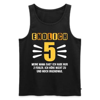 Endlich 5 Mama sagt hab nur 2 Fehler 5. Geburtstag - Männer Premium Bio Tank Top - Schwarz - Vorne - Michal (187cm)