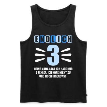 Endlich 3 Mama sagt hab nur 2 Fehler 3. Geburtstag - Männer Premium Bio Tank Top - Schwarz - Vorne - Michal (187cm)