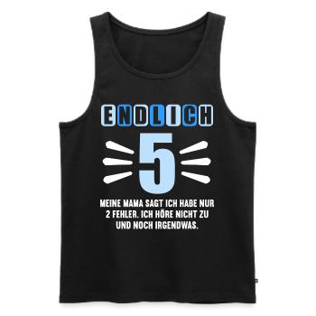 Endlich 5 Mama sagt hab nur 2 Fehler 5. Geburtstag - Männer Premium Bio Tank Top - Schwarz - Vorne - Michal (187cm)