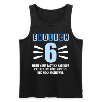 Endlich 6 Mama sagt hab nur 2 Fehler 6. Geburtstag - Männer Premium Bio Tank Top - Schwarz - Vorne - AI Model Male 178 light (178cm)