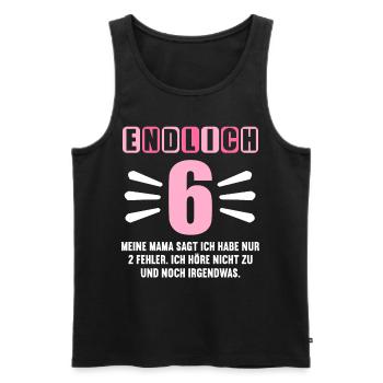 Endlich 6 Mama sagt hab nur 2 Fehler 6. Geburtstag - Männer Premium Bio Tank Top - Schwarz - Vorne - AI Model Male 178 light (178cm)
