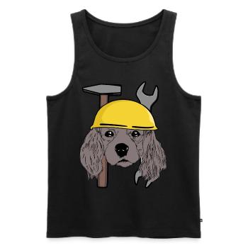 Tête de chien Casque de sécurité de chien Chantier de construction Enfant commercial - Débardeur bio Premium Homme - noir - Devant - AI Model Male 178 light (178cm)