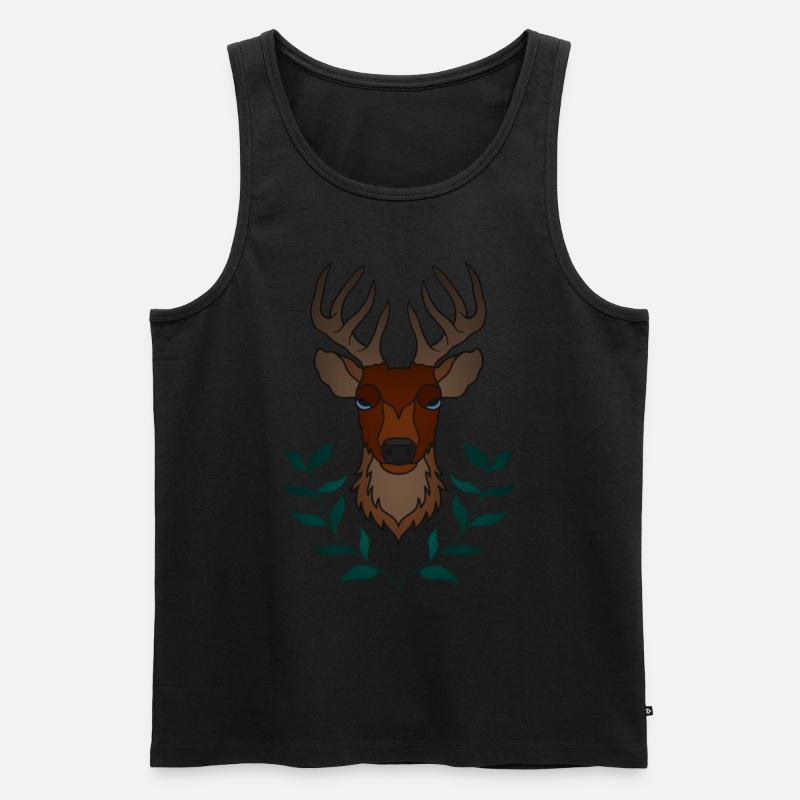 Rothirsch Geweih mit Hirschgeweih - Männer Premium Bio Tank Top - Schwarz
