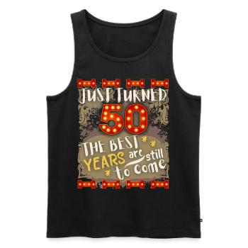 50ème anniversaire 50 ans design vintage, disant - Débardeur bio Premium Homme - noir - Devant - Michal (187cm)