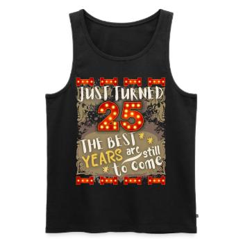 25. Geburtstag 25 Jahre alt Vintage-Design, Spruch - Männer Premium Bio Tank Top - Schwarz - Vorne - AI Model Male 178 light (178cm)