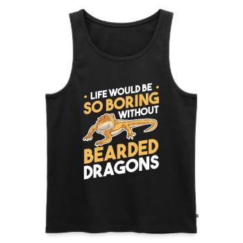 Bearded Dragon Pogona Gift - Men's Premium Organic Tank Top - black - Front - Michal (187cm)