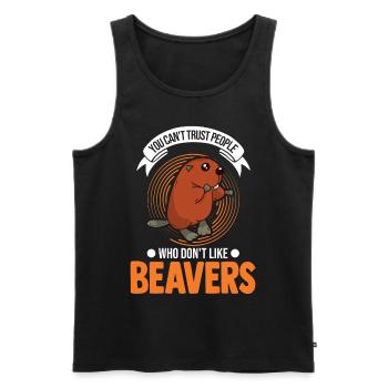 Biber Geschenk Biberdamm - Männer Premium Bio Tank Top - Schwarz - Vorne - Michal (187cm)