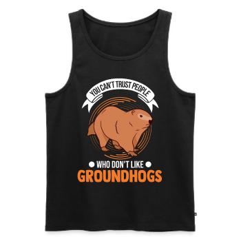 Murmeltier Groundhog Marmot Waldmurmeltier - Männer Premium Bio Tank Top - Schwarz - Vorne - Michal (187cm)