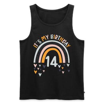 14 Jahre alt Rainbow Regenbogen 14. Geburtstag - Männer Premium Bio Tank Top - Schwarz - Vorne - AI Model Male 178 light (178cm)
