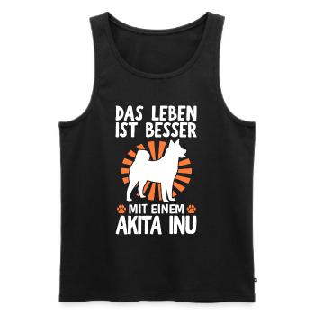 Leben ist besser mit Akita Inu japanischer Spitz - Männer Premium Bio Tank Top - Schwarz - Vorne - Michal (187cm)
