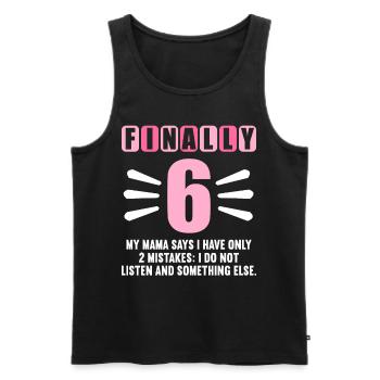 Endlich 6 Mama sagt hab nur 2 Fehler 6. Geburtstag - Männer Premium Bio Tank Top - Schwarz - Vorne - AI Model Male 178 light (178cm)
