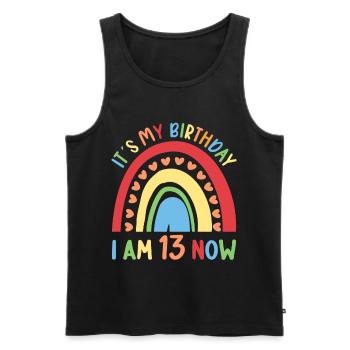 13 years old Rainbow Rainbow 13th birthday - Men's Premium Organic Tank Top - black - Front - Michal (187cm)