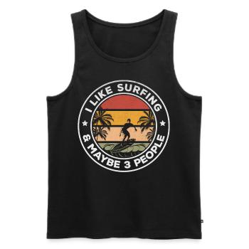 Wave Surfer J’aime le surf et peut-être 3 personnes - Débardeur bio Premium Homme - noir - Devant - Michal (187cm)