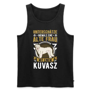 Kuvasz Alte Frau Ungarischer Kuvasz - Männer Premium Bio Tank Top - Schwarz - Vorne - Michal (187cm)