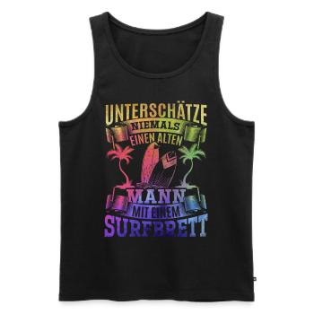 Unterschätze niemals einen alten Mann mit einem - Männer Premium Bio Tank Top - Schwarz - Vorne - Michal (187cm)