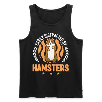 Easily distracted by Hamsters Goldhamster - Men's Premium Organic Tank Top - black - Front - Michal (187cm)