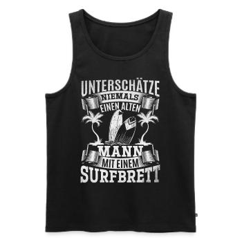 Unterschätze niemals einen alten Mann mit einem - Männer Premium Bio Tank Top - Schwarz - Vorne - Michal (187cm)