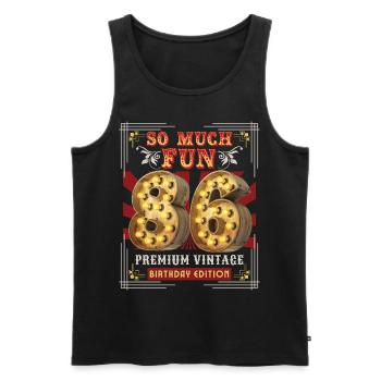 86th birthday 86 years Vintage-Retro Fun-Birthday - Men's Premium Organic Tank Top - black - Front - AI Model Male 178 light (178cm)